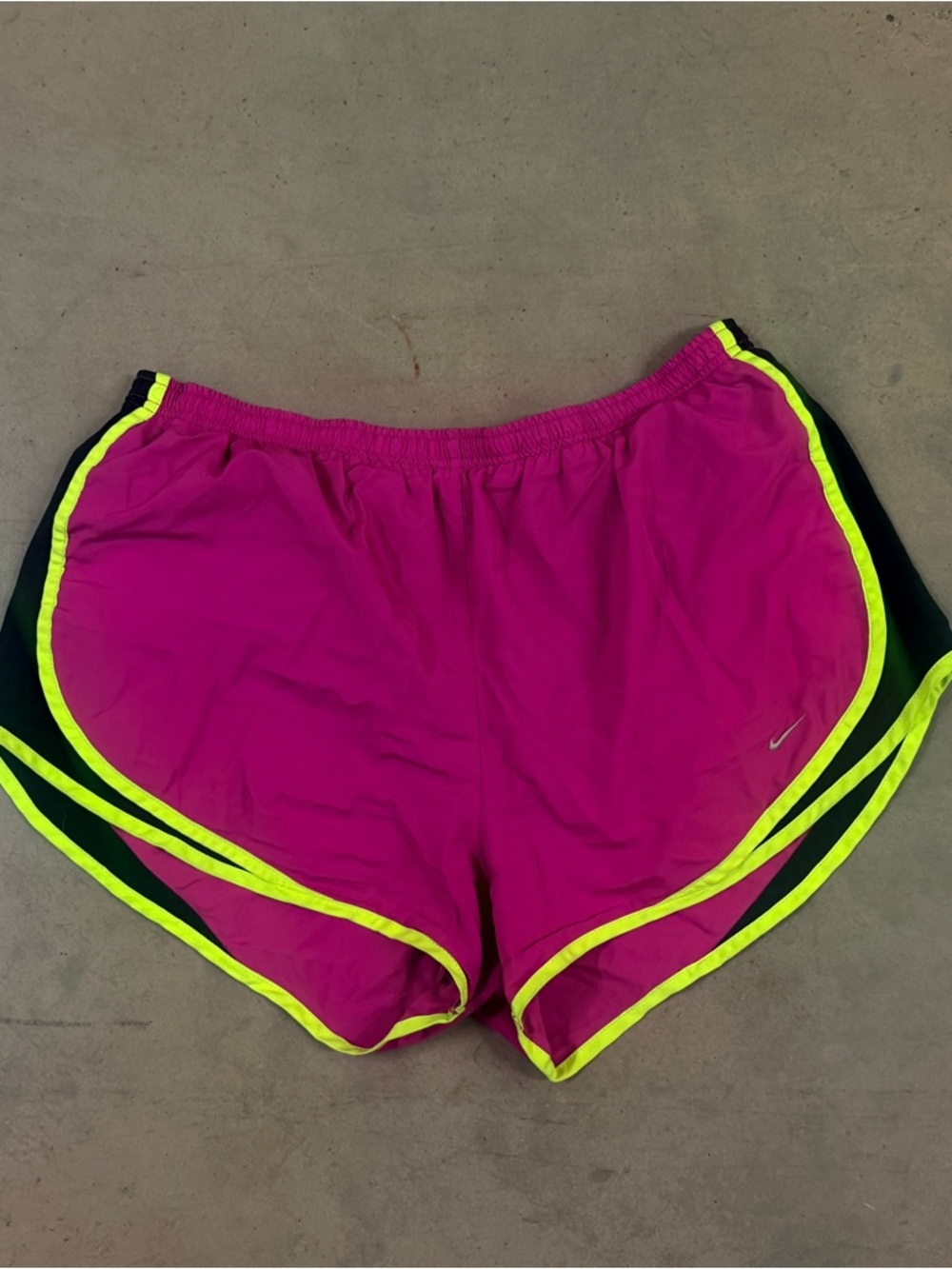 Nike Women’s Magenta Athletic Shorts with Neon Yellow Trim